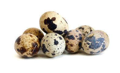 Quail eggs are isolated on a white background