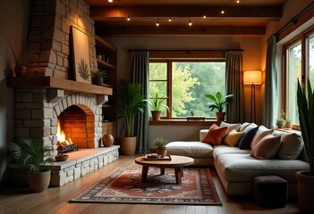 living room with fireplace
