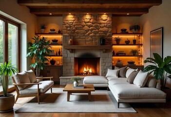 living room with fireplace