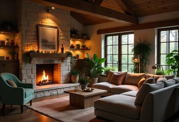 living room with fireplace