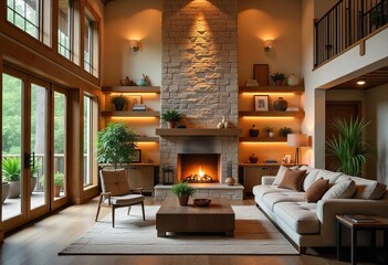 living room with fireplace