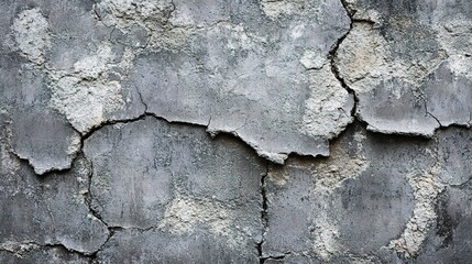 Obraz premium Cracked Gray Concrete Wall Texture with Weathered Surface Patterns