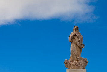 Statue of the Virgin Mary (Mother Mary) in a park in Dili City, Timor Leste.