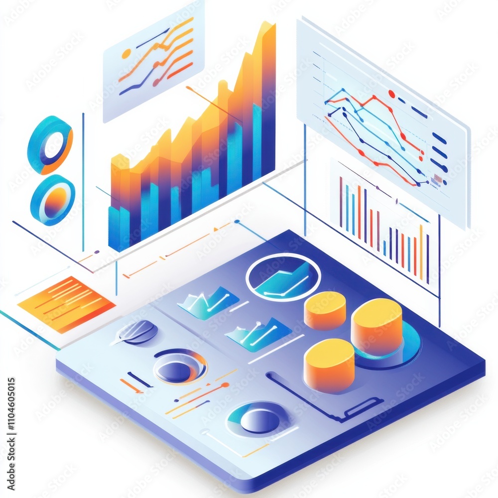 Poster colorful data visualization and analytics tools for presentations