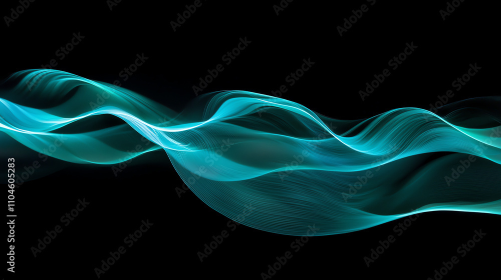 Aufkleber ocean wave patterns glow softly against a dark backdrop, creating a serene and calming atmosphere at