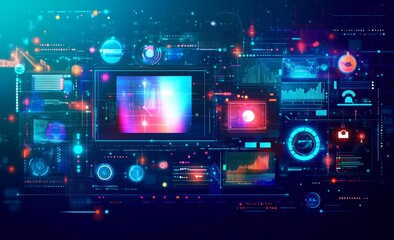 Fototapeta premium Automated Advertising Platform Digital Illustration for Demand Side Marketing Technology Future Concept