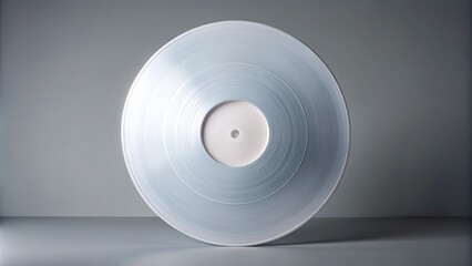 Blank Vinyl Record, White Cover, Gray Background, AI Art