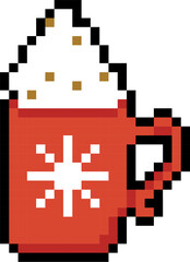 Pixel Art Cup With Cream Drink