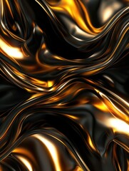 Highly reflective and flowing metallic background in gold hues.