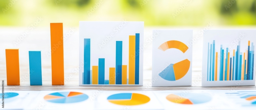 Poster colorful graphs and charts displayed for data analysis and presentation.