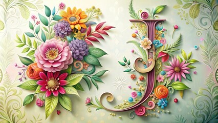 Elegant Floral Letter J Design for Creative Projects, Beautifully Illustrated, Perfect for Invitations, Monograms, and Decorative Art, Unique Handcrafted Typography with Nature Elements