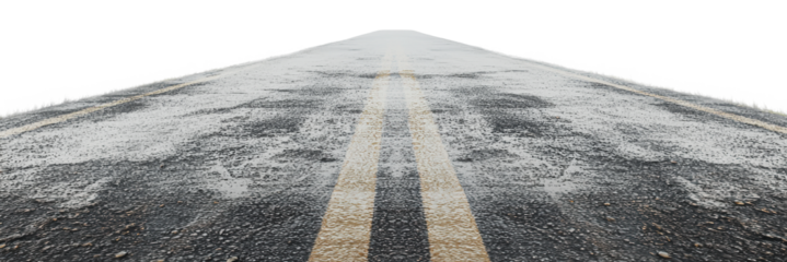 Road disappearing into foggy distance, cut out - stock png.