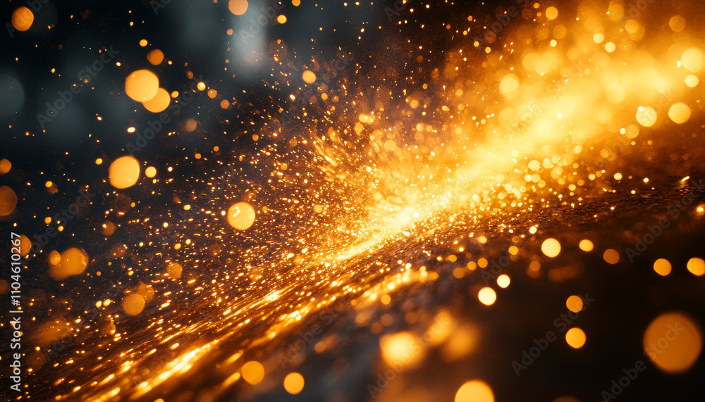 Poster molten metal sparks create vibrant display of energy and light, illuminating dark background with go