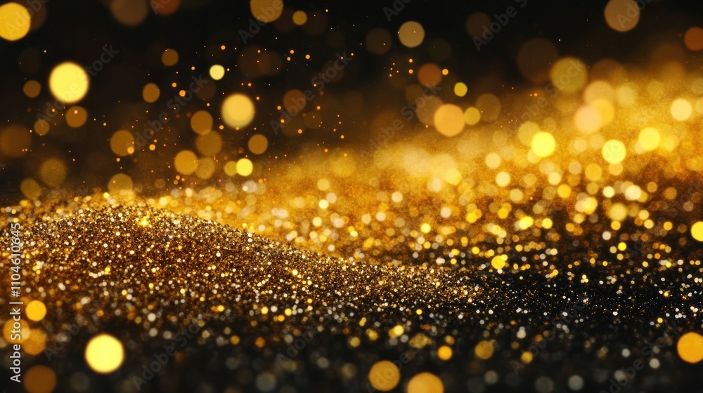 Poster a shimmering background of golden sparkles creating a festive and elegant atmosphere.