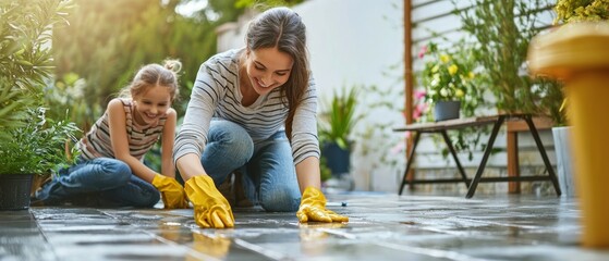 Scrubbing together a heartwarming family activity in the backyard