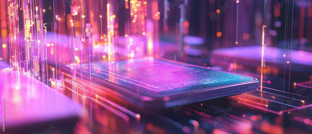 Poster syncing smart devices with future tech in a modern home setting a digital evolution journey