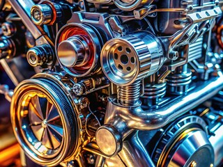 Detailed Car Engine Component, Realistic Photorealistic Engine Part, Automotive Engine Detail