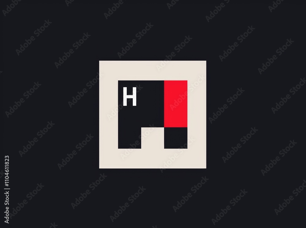 Poster minimalist h logo vector simple shape flat color design
