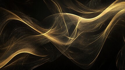 Fototapeta premium Elegant golden waves flowing gracefully on a black background