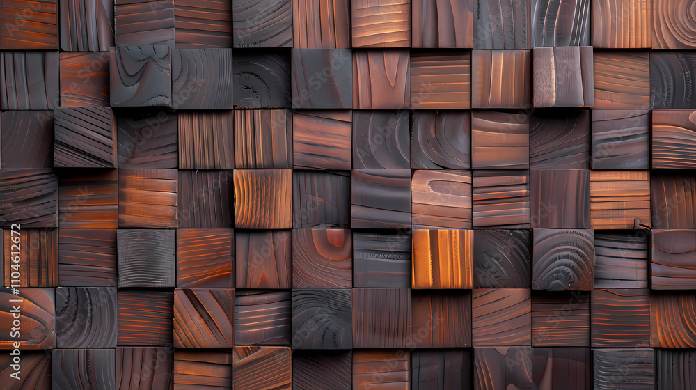 Aufkleber dark wood cube texture: rich, deep tones of brown and dark wood create a captivating textured backgr