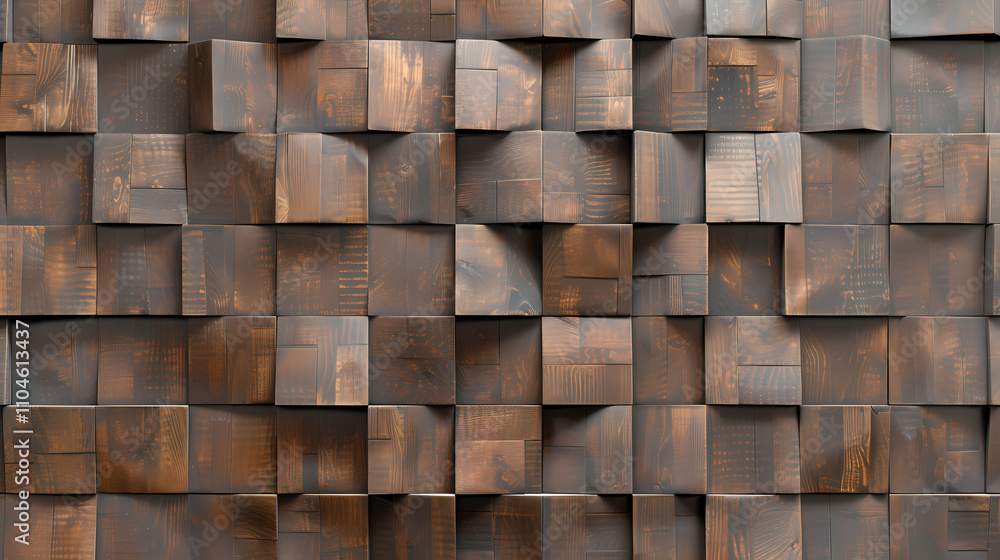 Aufkleber abstract wooden wall texture: a close-up shot of a wall constructed from a mesmerizing array of irre