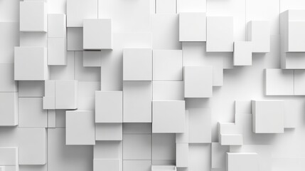 Obraz premium A textured wall of three-dimensional white cubes creating a modern, minimalist aesthetic.