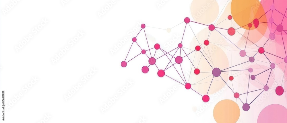 Poster Abstract graphic with interconnected nodes and circles in vibrant colors.