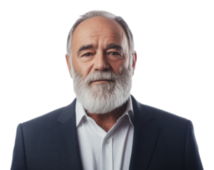 Mature man with beard in professional attire, cut out - stock png.