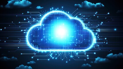 Neon light cloud computing futuristic technology