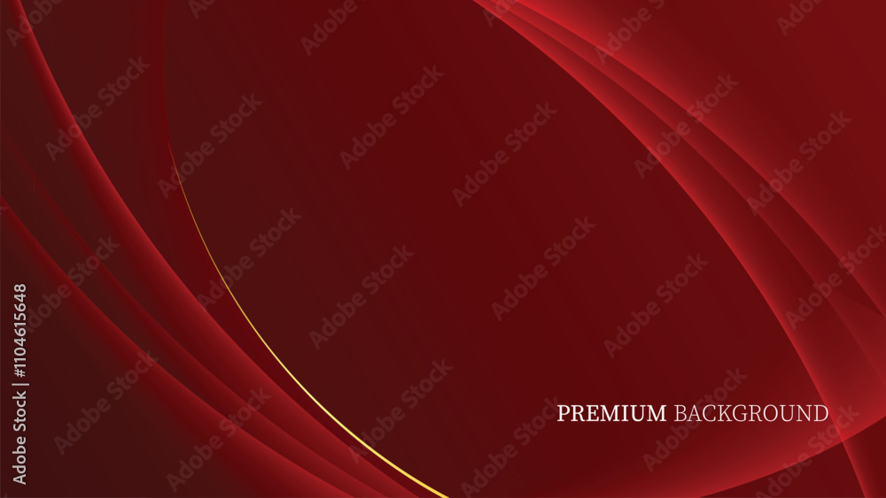 Aufkleber abstract golden ribbon and wave lines on red background and red technology geometric background. mod