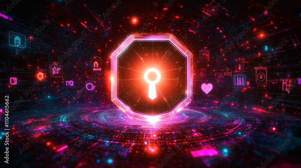 Poster digital key symbol concept for technology and security