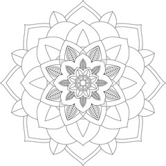 Easy Mandala coloring book simple and basic for beginners, seniors and children. Set of Mehndi flower pattern for Henna drawing and tattoo. Decoration in ethnic oriental, Indian style.