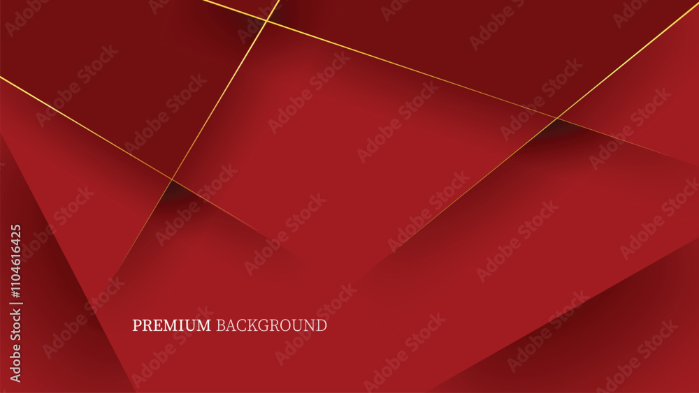 Poster red background design with luxurious effect elements. line gold background vector design modern illu