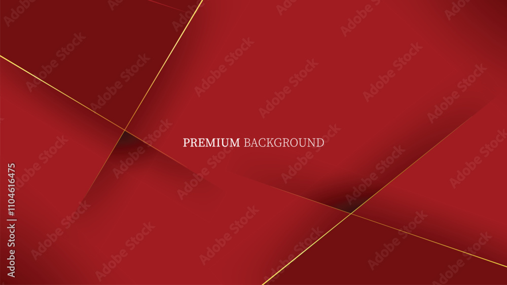 Poster red background design with luxurious effect elements. line gold background vector design modern illu