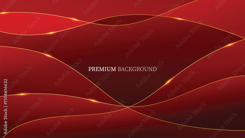 Aufkleber red background design with luxurious effect elements. line gold background vector design modern illu