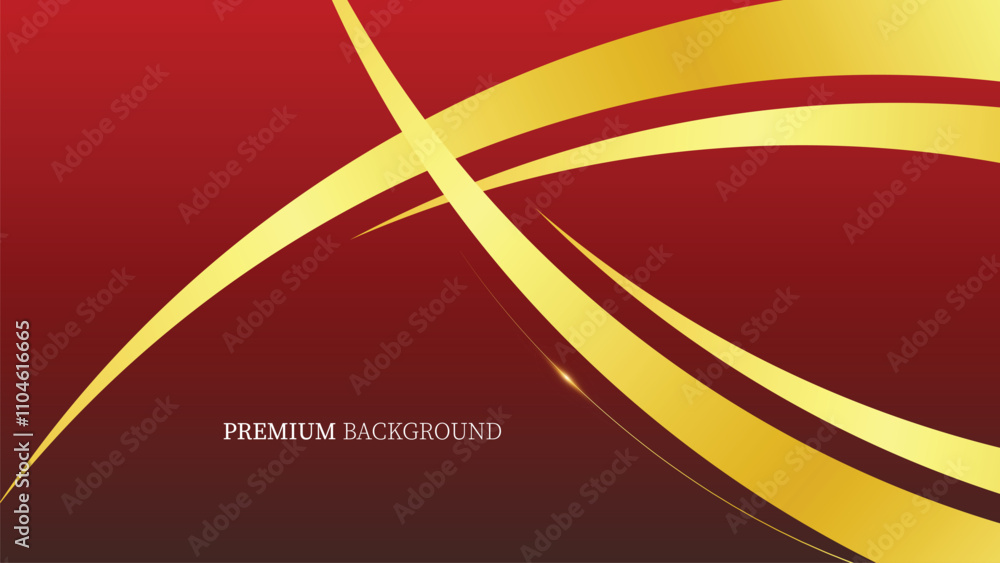 Poster red background design with luxurious effect elements. wave line gold background vector design modern