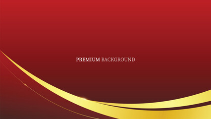 Red background design With luxurious effect elements. wave line gold background vector design modern illustration template layout