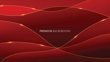 red background design With luxurious effect elements. line gold background vector design modern illustration template layout