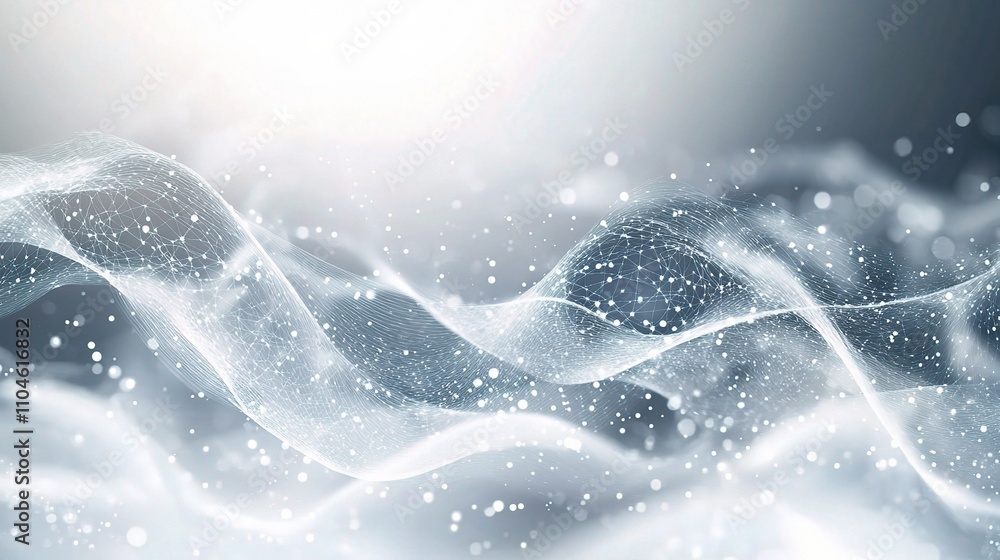 Poster ethereal waves of light and texture in soft gray background