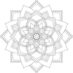 Easy Mandala coloring book simple and basic for beginners, seniors and children. Set of Mehndi flower pattern for Henna drawing and tattoo. Decoration in ethnic oriental, Indian style.	
