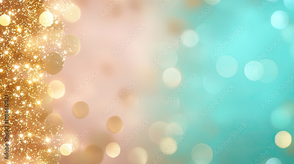 Aufkleber sparkling bokeh background with shimmering gold and aqua colors for elegant textures in design proje