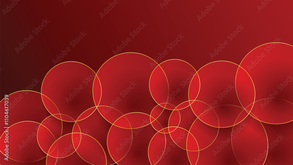 Aufkleber red background design with luxurious effect elements. circle gold background vector design modern il