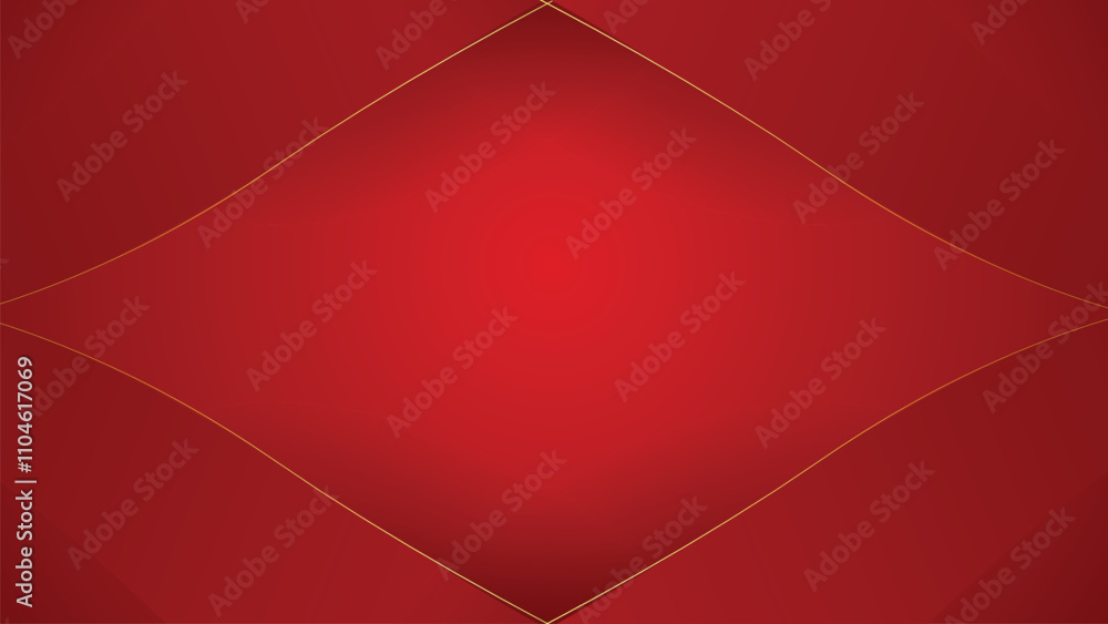 Poster red background design with luxurious effect elements. line gold background vector design modern illu
