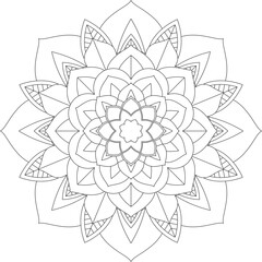 Easy Mandala coloring book simple and basic for beginners, seniors and children. Set of Mehndi flower pattern for Henna drawing and tattoo. Decoration in ethnic oriental, Indian style.	