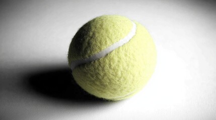 Close-Up of a Single Yellow Tennis Ball on a Soft Surface Showcasing the Unique Texture and Bright Color with Dramatic Lighting Effects