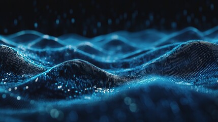 Fototapeta premium Abstract Waves of Light in a Dark Space with Soft Glowing Particles