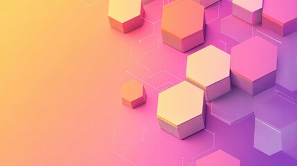 Obraz premium Abstract Hexagonal Background with Gradient Colors and Geometric Shapes