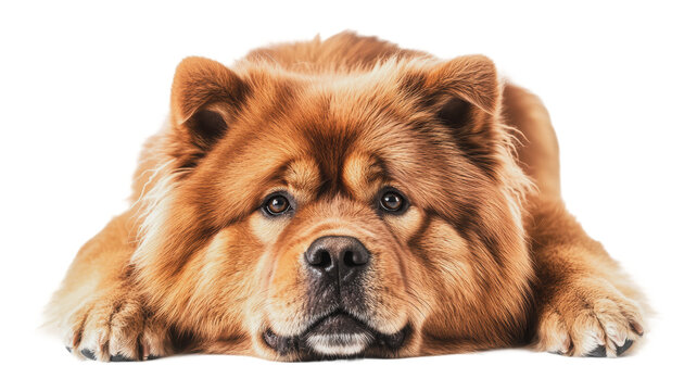 Chow chow dog resting on a white background, cut out - stock png.