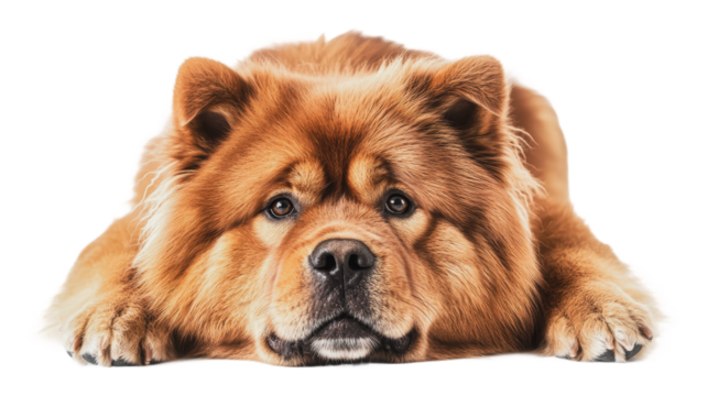 Chow chow dog resting on a white background, cut out - stock png.