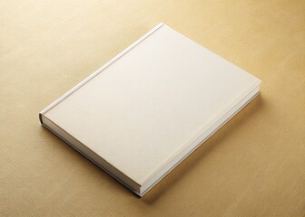 Fototapeta premium White Portfolio Book Mockup, Beige Background, Merch, Branding